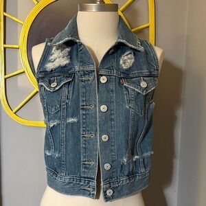 Levi’s XS Distressed Jean Jacket Vest